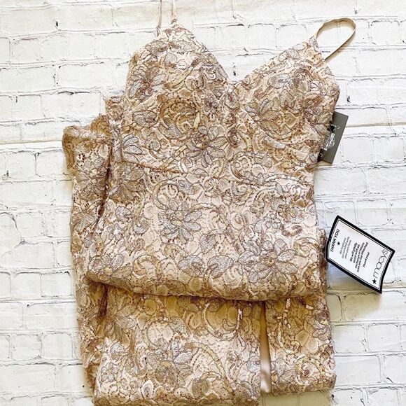 Vince Camuto Blush Lace & Sequin Full Length Dress - Picture 2 of 5